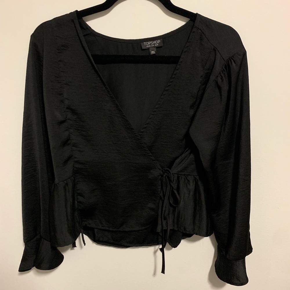 Topshop Black Satin Blouse